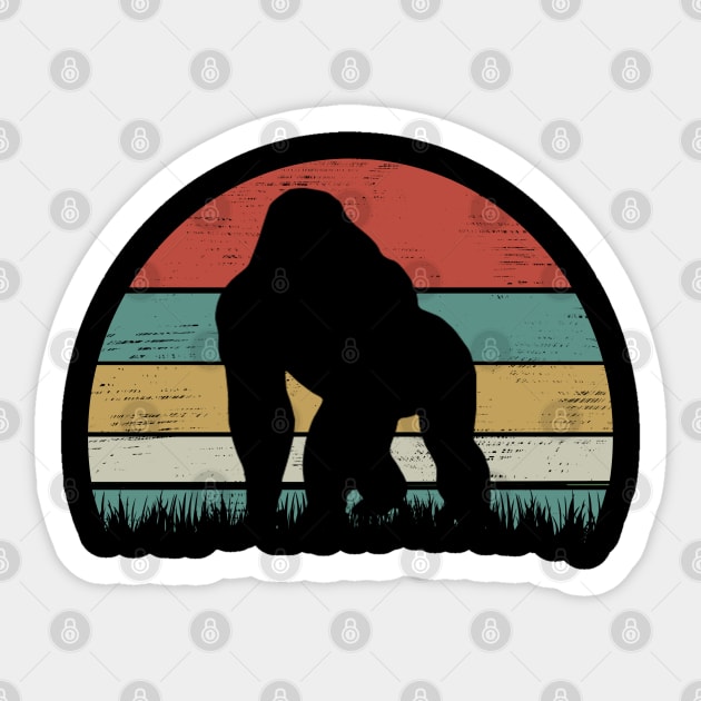 Silverback Gorilla Silhouette Distressed Vintage Graphic Sticker by VogueTime